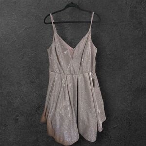 NWT B. Darlin Glitter Shimmer Light Mauve Mini Dress With Petticoat